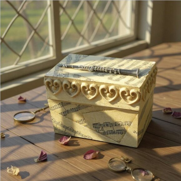 VINTAGE ROMAN INC. -- Allegro Music Box, Jewelry/Change/Trinket Box, Collectable - Picture 1 of 8